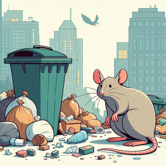 a mouse in a outdoor waste collection areas