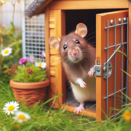 a rat in outdoor pet kennels