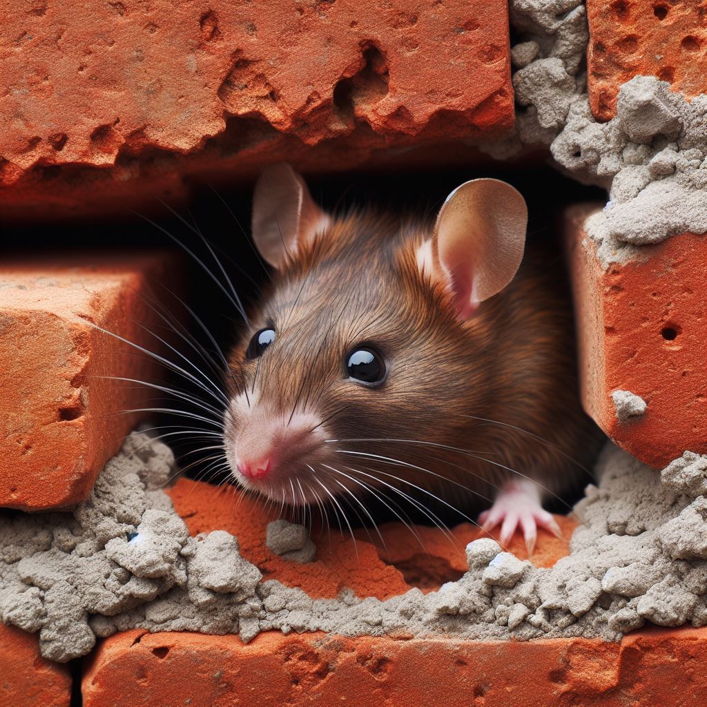 a rats entering through gaps in brickwork